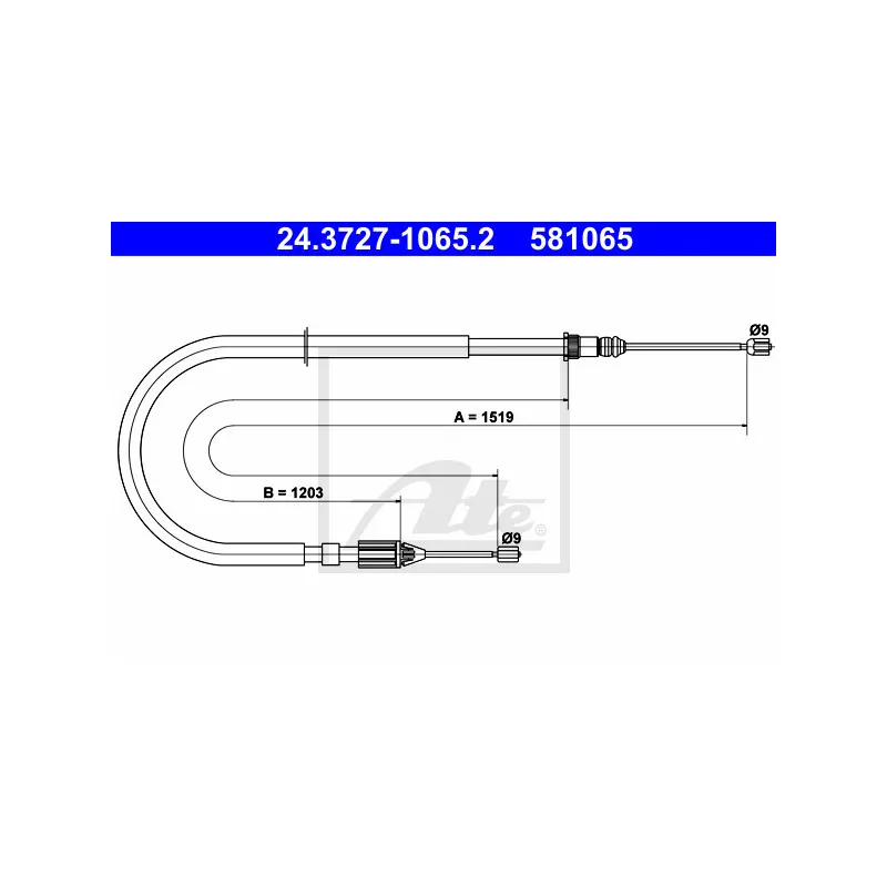 Tirette à câble, frein de stationnement ATE 24.3727-1065.2