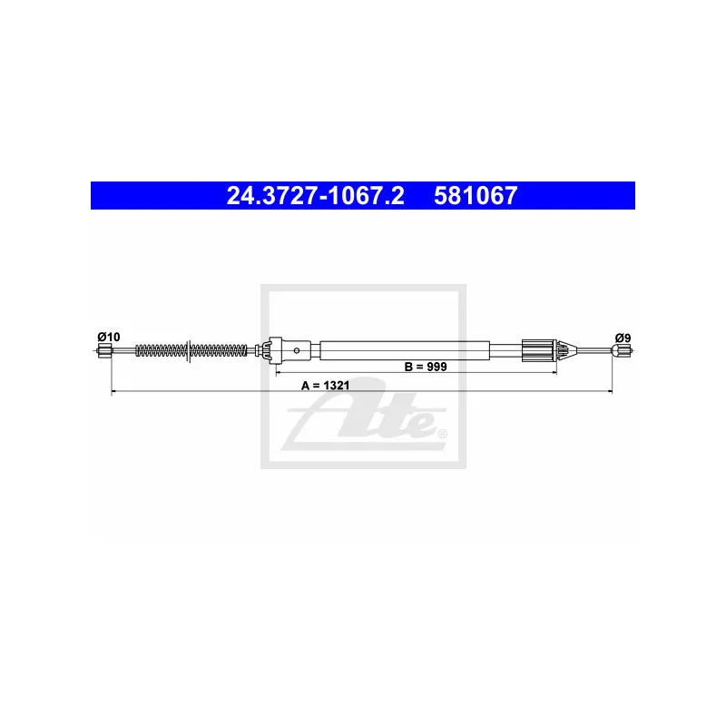 Tirette à câble, frein de stationnement ATE 24.3727-1067.2