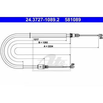 Tirette à câble, frein de stationnement ATE 24.3727-1089.2