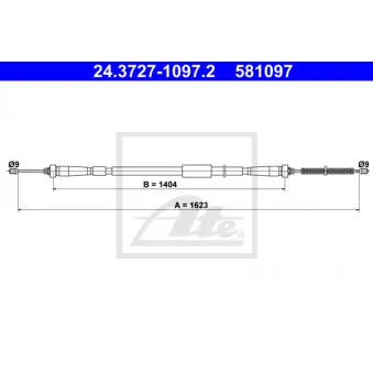 Tirette à câble, frein de stationnement ATE 24.3727-1097.2
