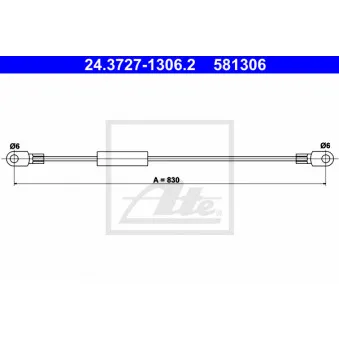 Tirette à câble, frein de stationnement ATE 24.3727-1306.2