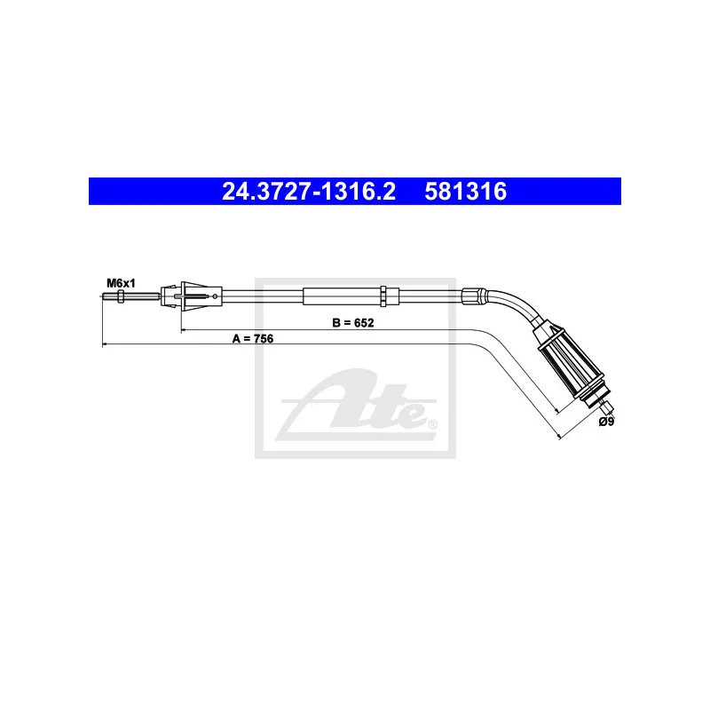 Tirette à câble, frein de stationnement ATE 24.3727-1316.2