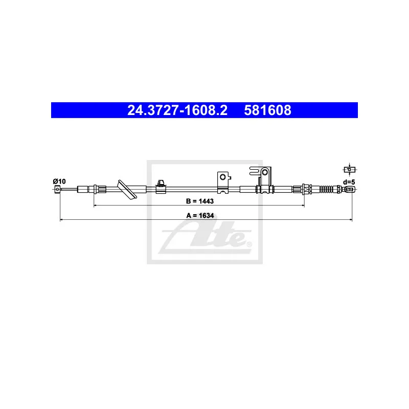 Tirette à câble, frein de stationnement ATE 24.3727-1608.2