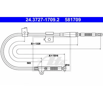 Tirette à câble, frein de stationnement ATE 24.3727-1709.2