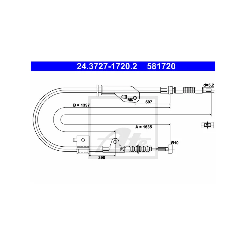 Tirette à câble, frein de stationnement ATE 24.3727-1720.2