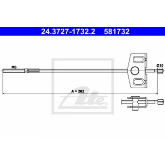 Tirette à câble, frein de stationnement ATE 24.3727-1732.2