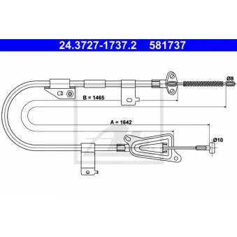 Tirette à câble, frein de stationnement ATE 24.3727-1737.2