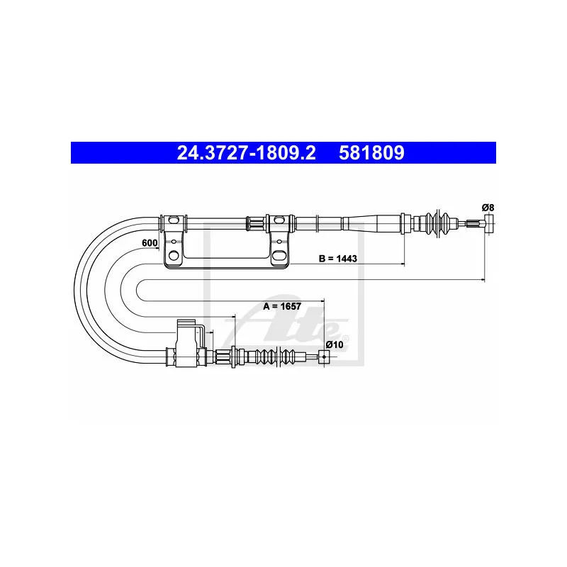 Tirette à câble, frein de stationnement ATE 24.3727-1809.2