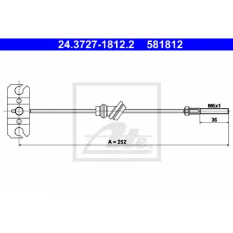 Tirette à câble, frein de stationnement ATE 24.3727-1812.2