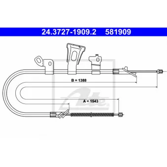 Tirette à câble, frein de stationnement ATE 24.3727-1909.2
