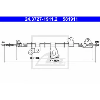 Tirette à câble, frein de stationnement ATE 24.3727-1911.2