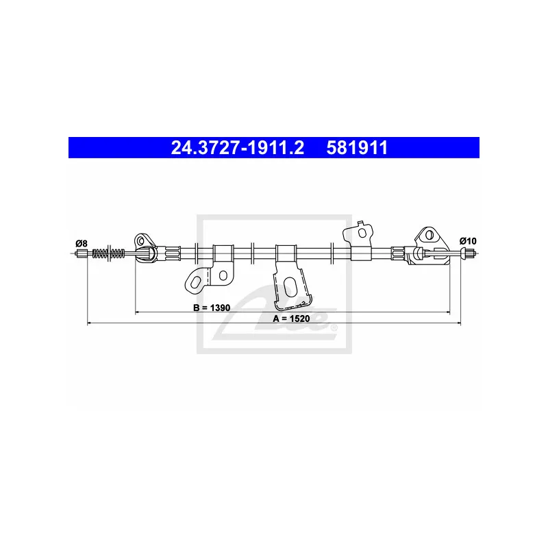 Tirette à câble, frein de stationnement ATE 24.3727-1911.2