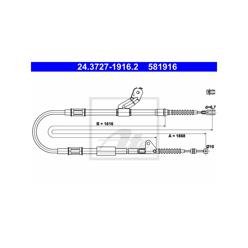 Tirette à câble, frein de stationnement ATE 24.3727-1916.2