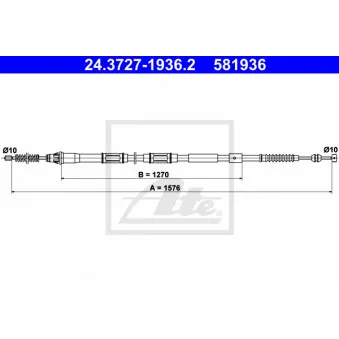 Tirette à câble, frein de stationnement ATE 24.3727-1936.2