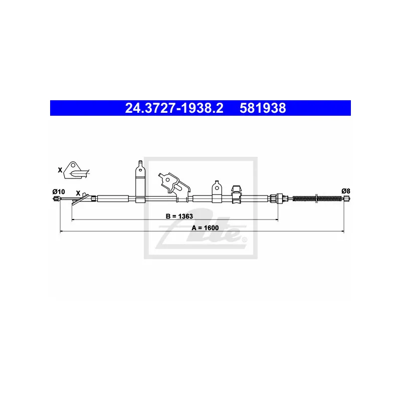 Tirette à câble, frein de stationnement ATE 24.3727-1938.2