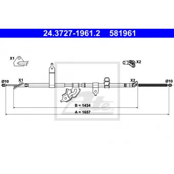 Tirette à câble, frein de stationnement ATE 24.3727-1961.2
