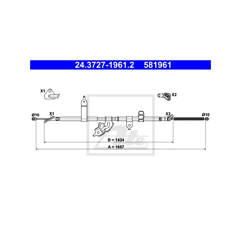 Tirette à câble, frein de stationnement ATE 24.3727-1961.2