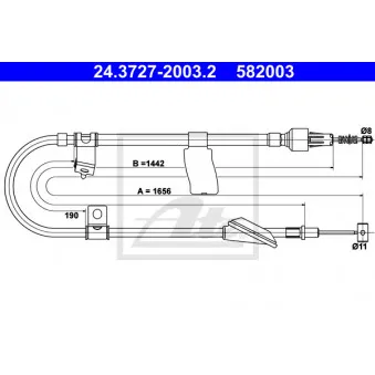 Tirette à câble, frein de stationnement ATE 24.3727-2003.2