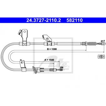 Tirette à câble, frein de stationnement ATE 24.3727-2110.2