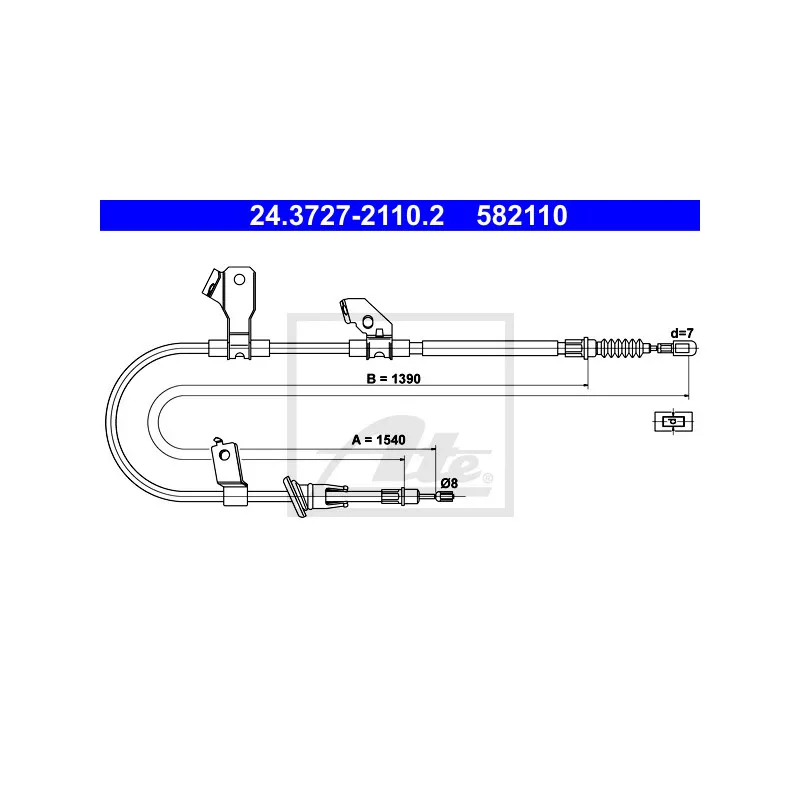 Tirette à câble, frein de stationnement ATE 24.3727-2110.2