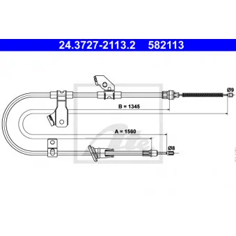 Tirette à câble, frein de stationnement ATE 24.3727-2113.2