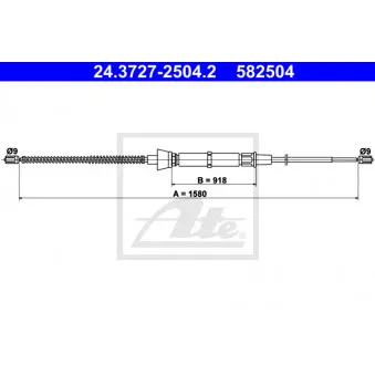 Tirette à câble, frein de stationnement ATE 24.3727-2504.2