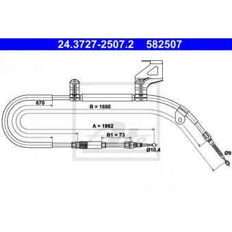 Tirette à câble, frein de stationnement ATE 24.3727-2507.2