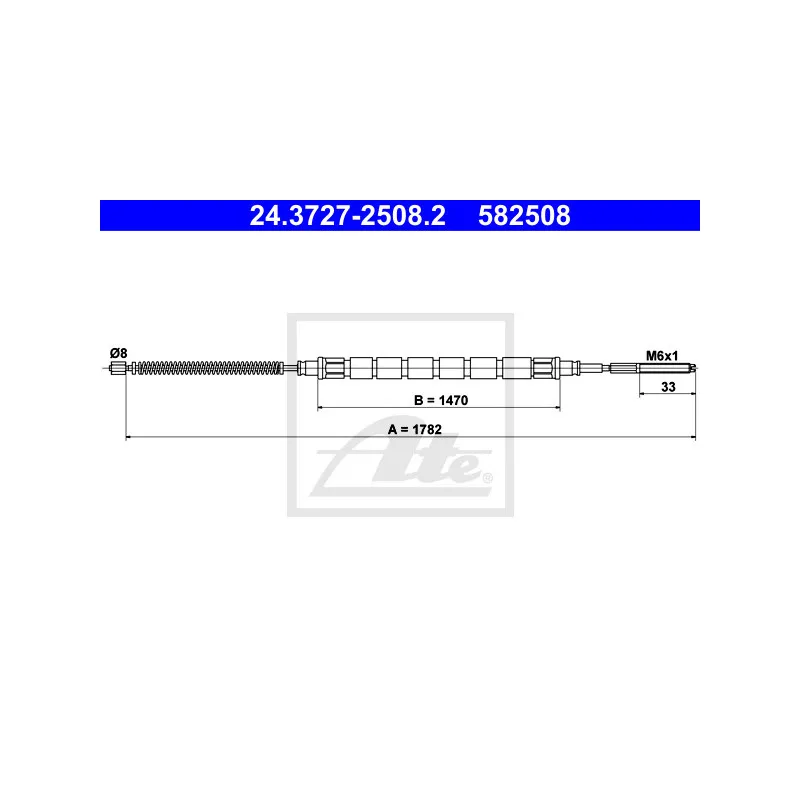 Tirette à câble, frein de stationnement ATE 24.3727-2508.2