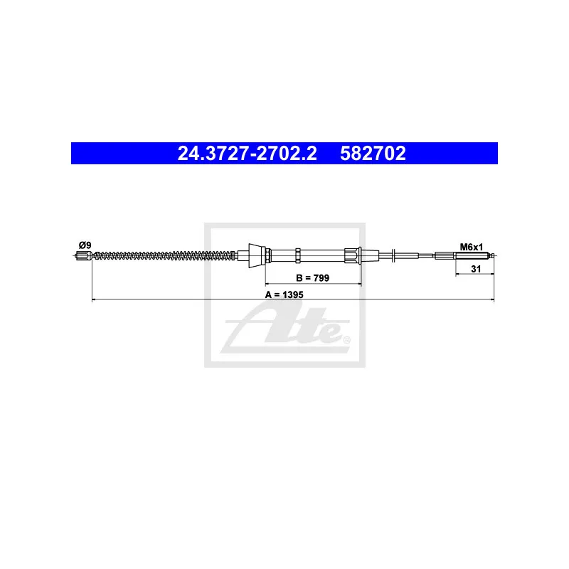 Tirette à câble, frein de stationnement ATE 24.3727-2702.2