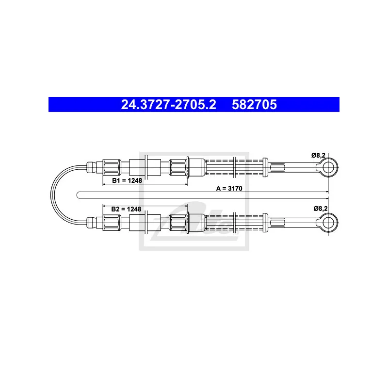 Tirette à câble, frein de stationnement ATE 24.3727-2705.2