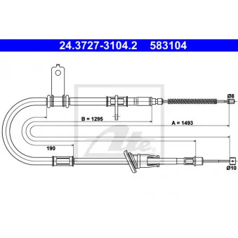 Tirette à câble, frein de stationnement ATE 24.3727-3104.2
