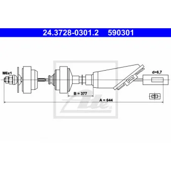 Tirette à câble, commande d'embrayage ATE 24.3728-0301.2
