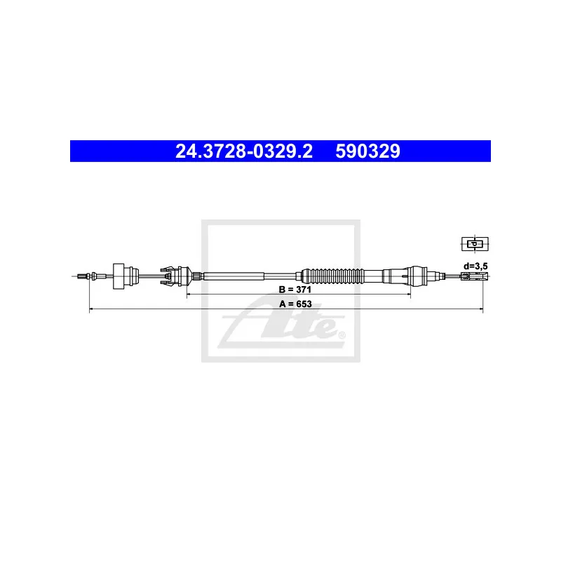 Tirette à câble, commande d'embrayage ATE 24.3728-0329.2