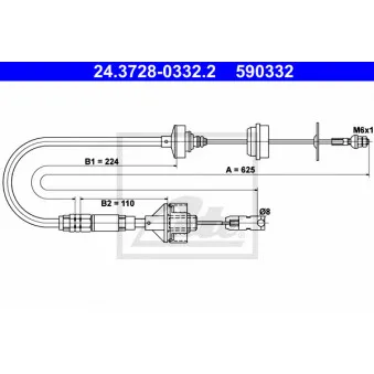 Tirette à câble, commande d'embrayage ATE 24.3728-0332.2