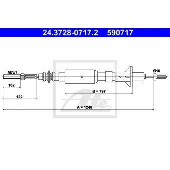 Tirette à câble, commande d'embrayage ATE 24.3728-0717.2