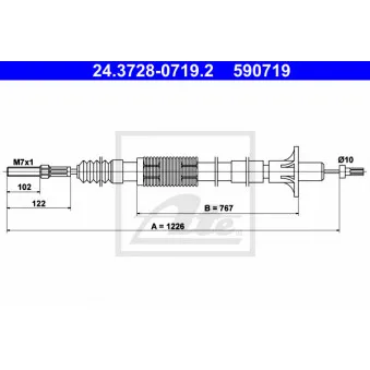 Tirette à câble, commande d'embrayage ATE 24.3728-0719.2