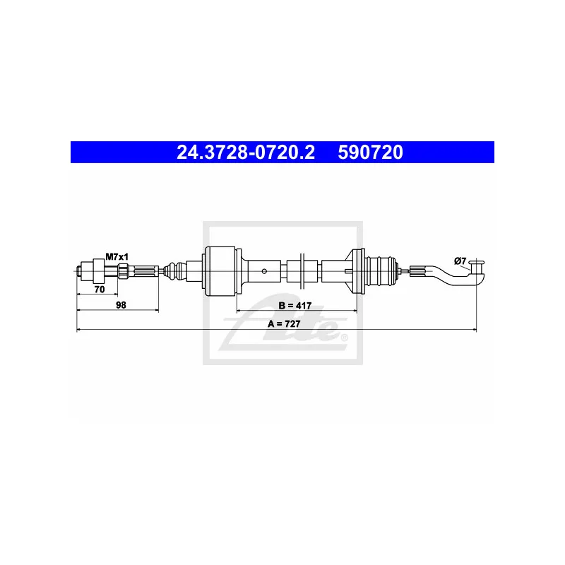 Tirette à câble, commande d'embrayage ATE 24.3728-0720.2