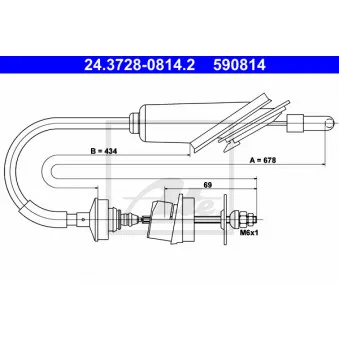 Tirette à câble, commande d'embrayage ATE 24.3728-0814.2