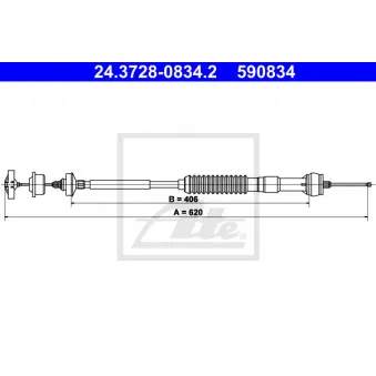 Tirette à câble, commande d'embrayage ATE 24.3728-0834.2