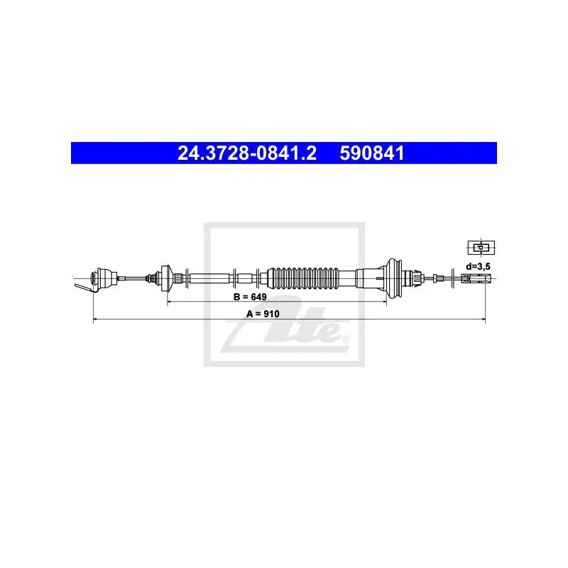 Tirette à câble, commande d'embrayage ATE 24.3728-0841.2