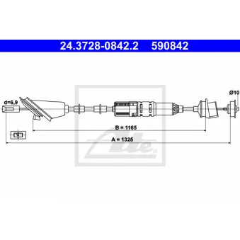 Tirette à câble, commande d'embrayage ATE 24.3728-0842.2