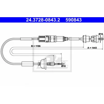 Tirette à câble, commande d'embrayage ATE 24.3728-0843.2