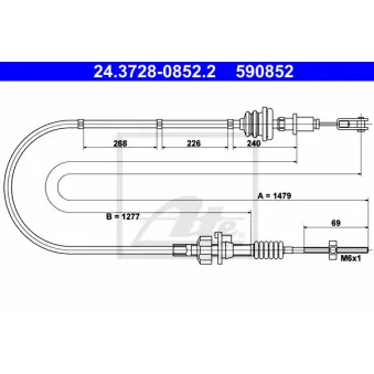 Tirette à câble, commande d'embrayage ATE 24.3728-0852.2