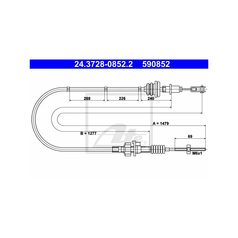 Tirette à câble, commande d'embrayage ATE 24.3728-0852.2
