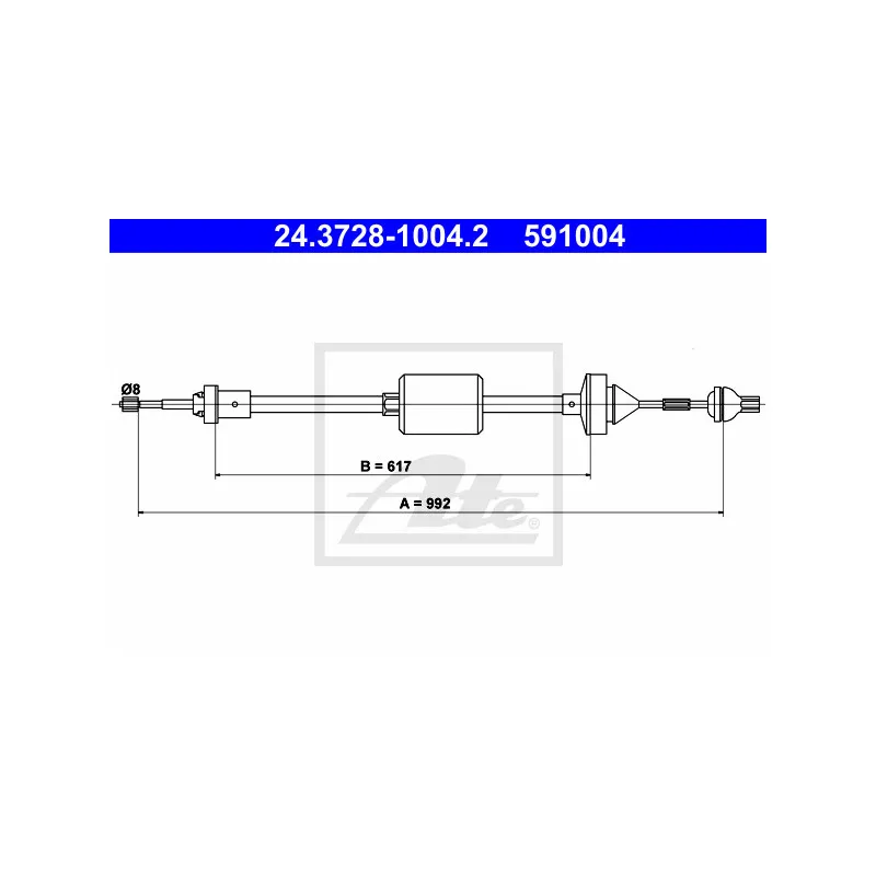 Tirette à câble, commande d'embrayage ATE 24.3728-1004.2