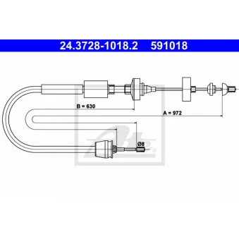 Tirette à câble, commande d'embrayage ATE 24.3728-1018.2