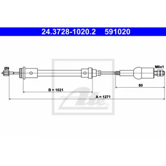 Tirette à câble, commande d'embrayage ATE 24.3728-1020.2
