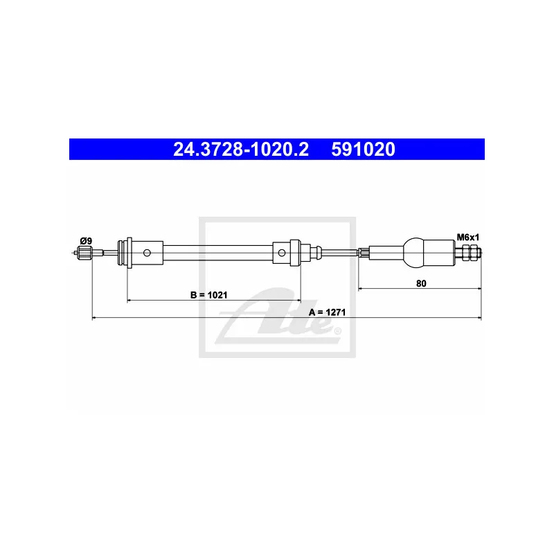 Tirette à câble, commande d'embrayage ATE 24.3728-1020.2