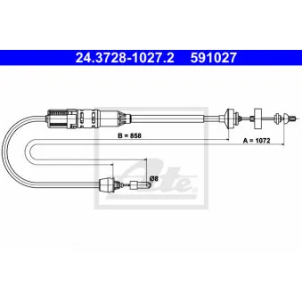 Tirette à câble, commande d'embrayage ATE 24.3728-1027.2