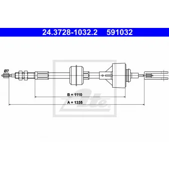 Tirette à câble, commande d'embrayage ATE 24.3728-1032.2